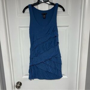 New York & Company Long Blue Rayon Layered Tank Top Size S